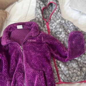 Bundle 2 jackets Columbia Rich Purple Fleece Jacket and Eddie Bauer grey jacket